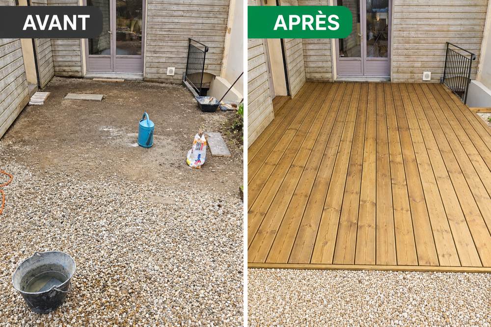 Pose d'une terrasse en bois — Troine Espace Vert